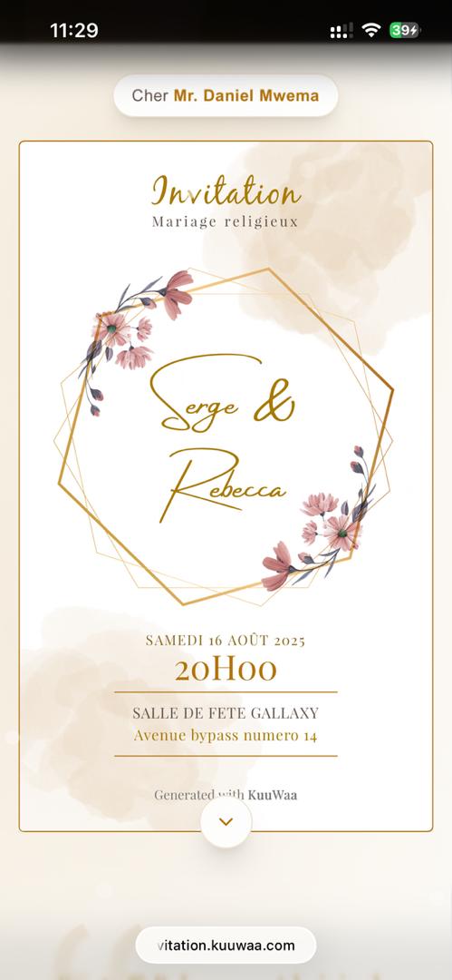 Template d'invitation de mariage KuuWaa